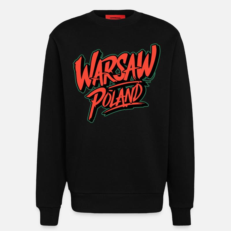 Varsovie Pologne Souvenir Graffiti Style - Sweat bio décontracté fabriqué en UE - SOLID BLACK
