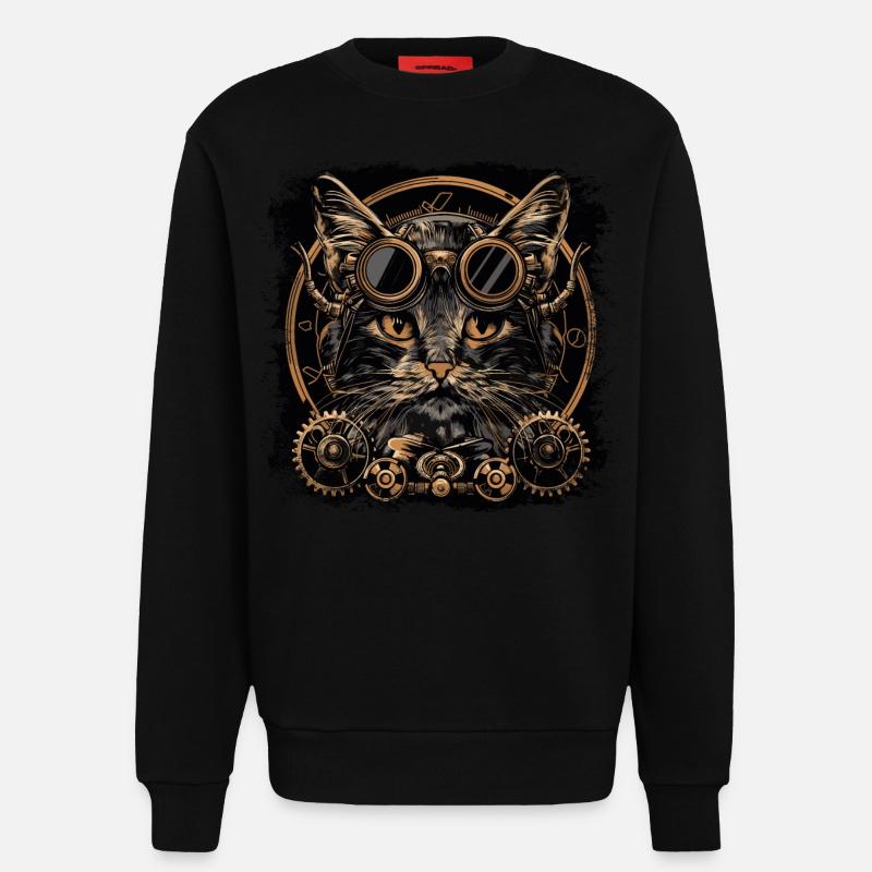 Steampunk Katze - Sweatshirt - made by SPREAD  - SOLID BLACK