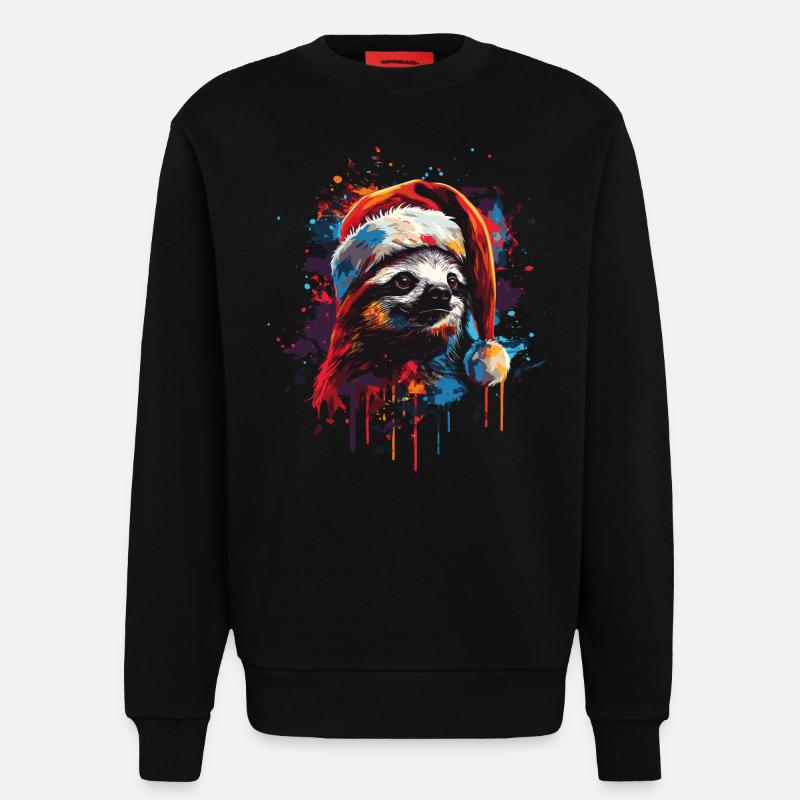 Faultier feiert Weihnachten - Sweatshirt - made by SPREAD - SOLID BLACK