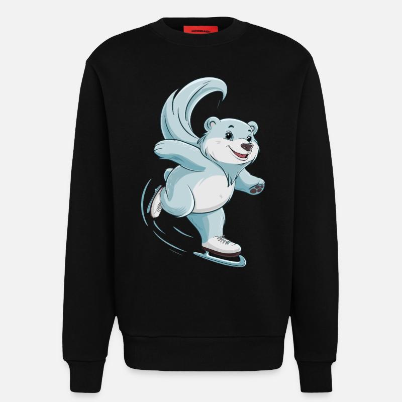 Eisbahn Eisbär Schlittschuhfahren - Sweatshirt - made by SPREAD - SOLID BLACK
