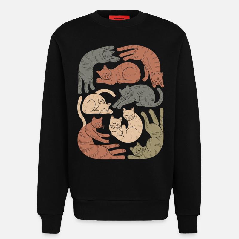 Entspannte Boho Katze Muster - Sweatshirt - made by SPREAD  - SOLID BLACK