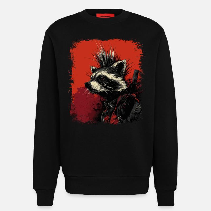 Waschbär Ninja Punk - Sweatshirt - made by SPREAD  - SOLID BLACK