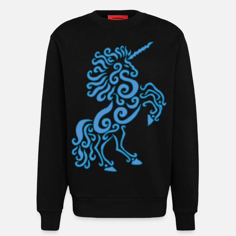 Blaues Einhorn Pferd - Sweatshirt - made by SPREAD  - SOLID BLACK