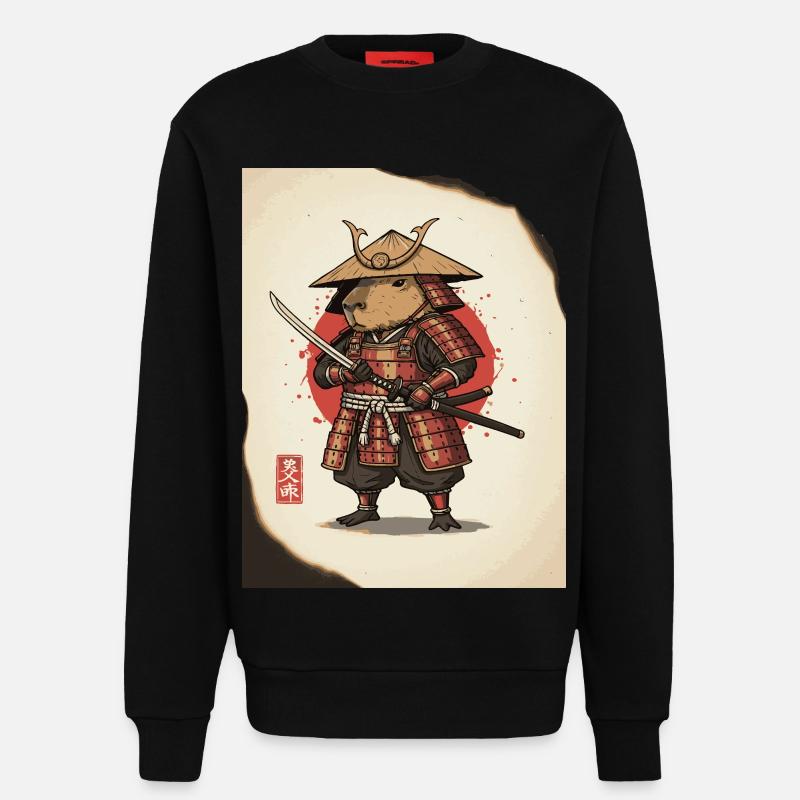 Anthropomorphe Ratten-Samurai in Rüstung - Sweatshirt - made by SPREAD  - SOLID BLACK