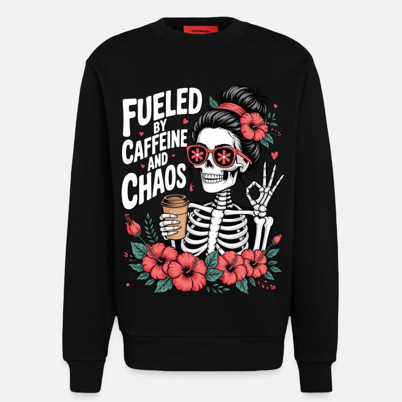 Mutter Koffein Mutter Skelett Kaffee - Sweatshirt - made by SPREAD - SOLID BLACK