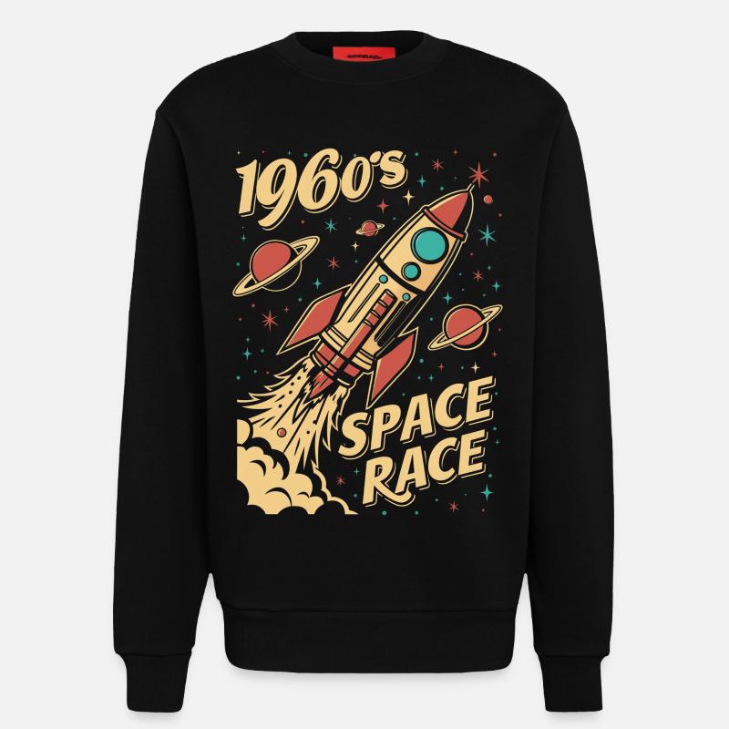 1960s Space Race Rocket - Sweatshirt - made by SPREAD - SOLID BLACK