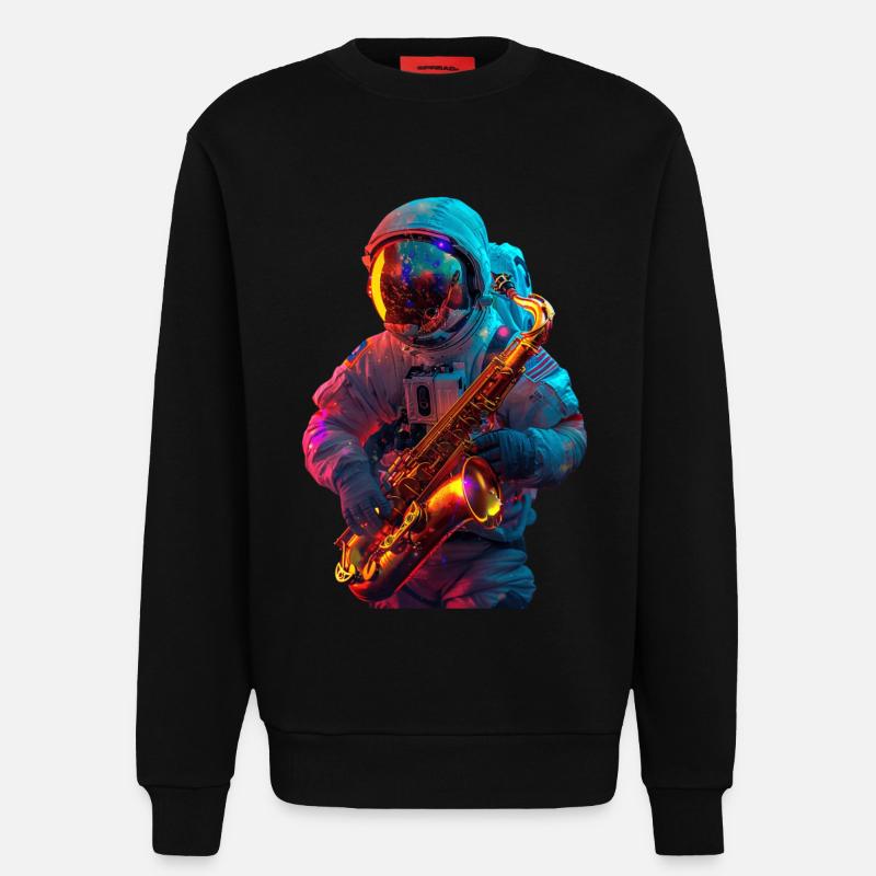 Astronaut Saxophone - Sweatshirt - made by SPREAD - SOLID BLACK