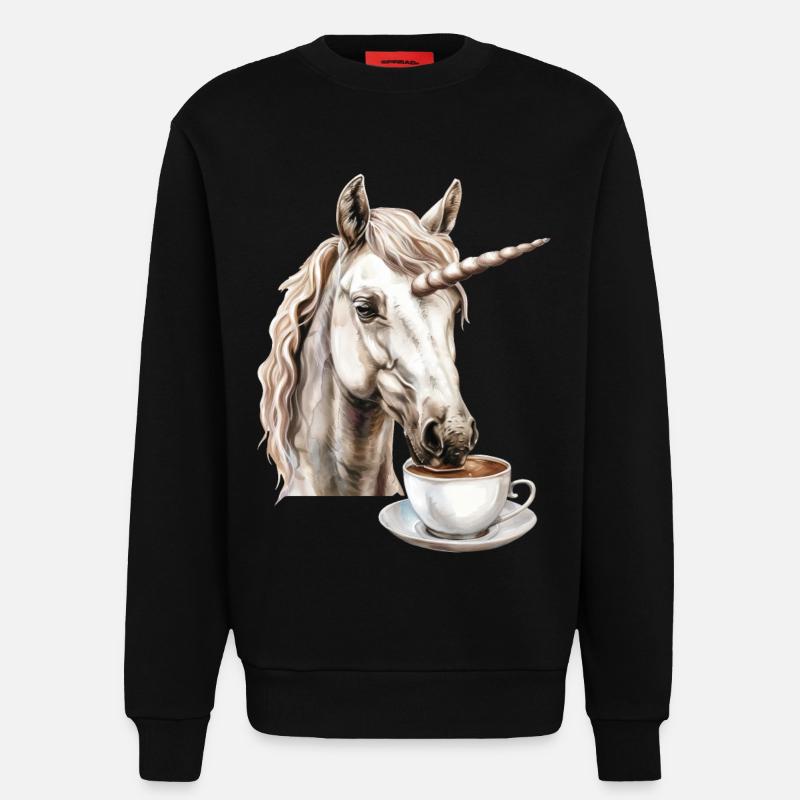 Einhorn Kaffee - Sweatshirt - made by SPREAD - SOLID BLACK