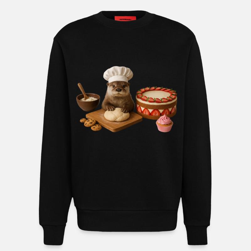 Otter Baking Cake Bread - Sweatshirt - made by SPREAD  - SOLID BLACK