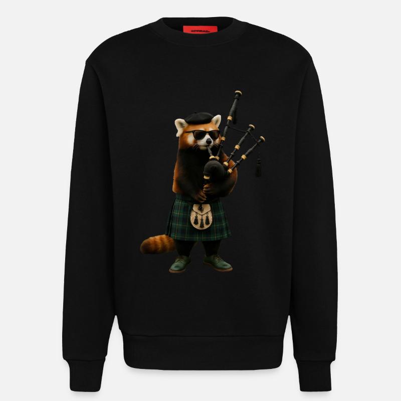 Roter Panda Dudelsack - Sweatshirt - made by SPREAD  - SOLID BLACK