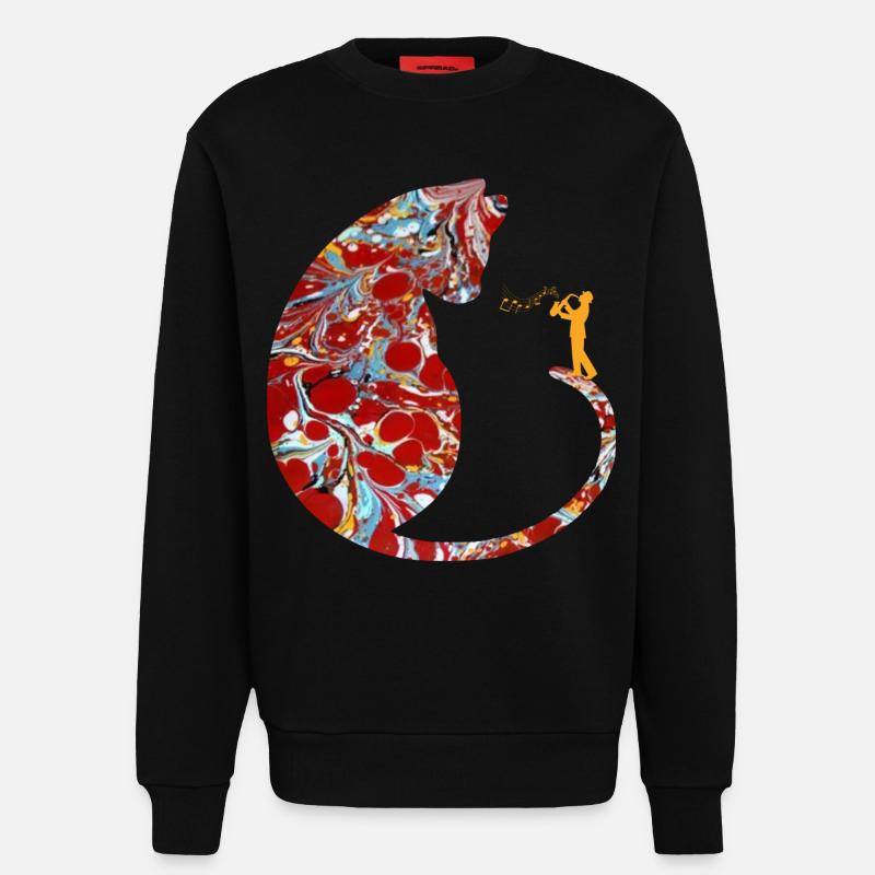 chat avec saxophone e 251 - Sweat bio décontracté fabriqué en UE - SOLID BLACK