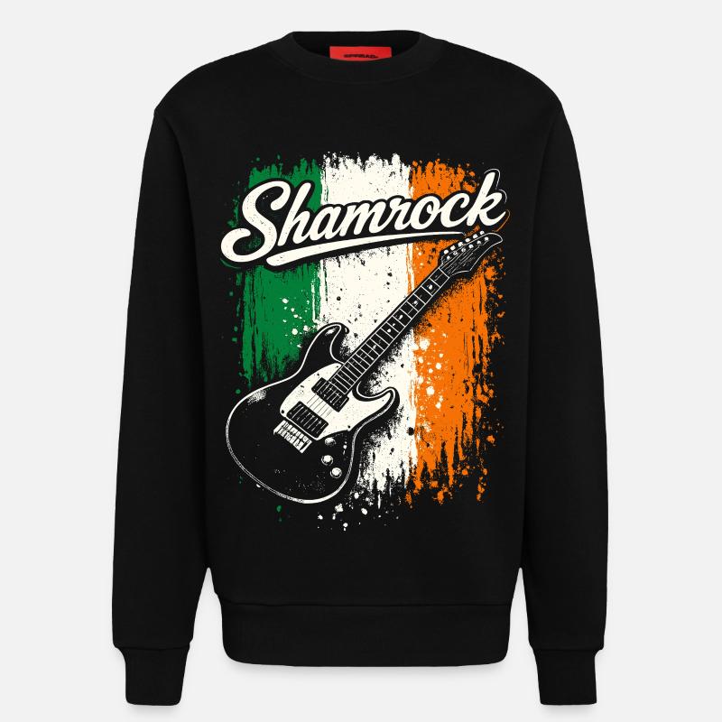 St Patrick E-Gitarre Irish Flag Rock - Sweatshirt - made by SPREAD  - SOLID BLACK