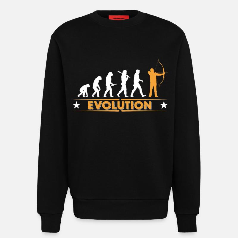 Archery evolution - orange/white - Sweatshirt - made by SPREAD  - SOLID BLACK