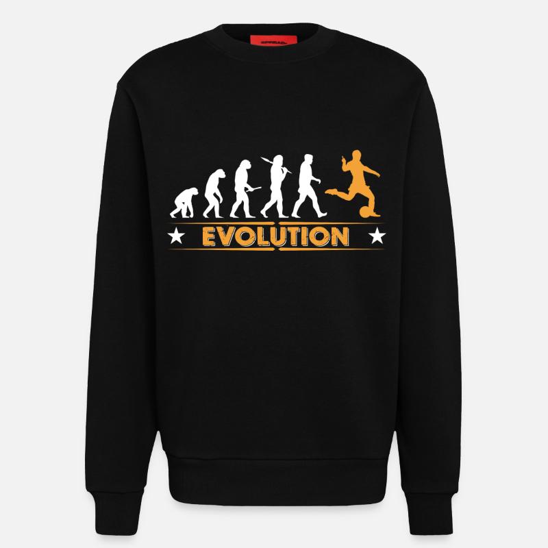 Fussball Evolution - orange/weiss - Sweatshirt - made by SPREAD  - SOLID BLACK