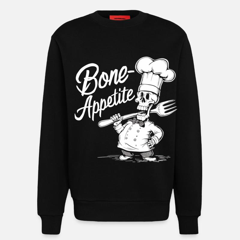 Bone Appetite Skeleton Chef - Sweatshirt - made by SPREAD  - SOLID BLACK