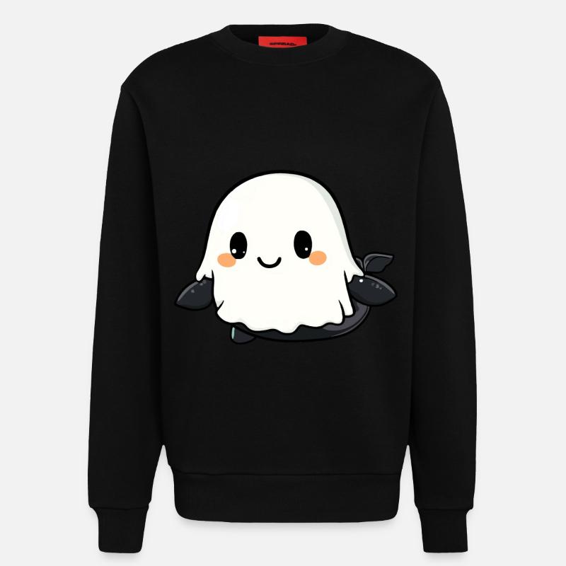 Whale Halloween Comic Ghost - Sweatshirt - made by SPREAD - SOLID BLACK