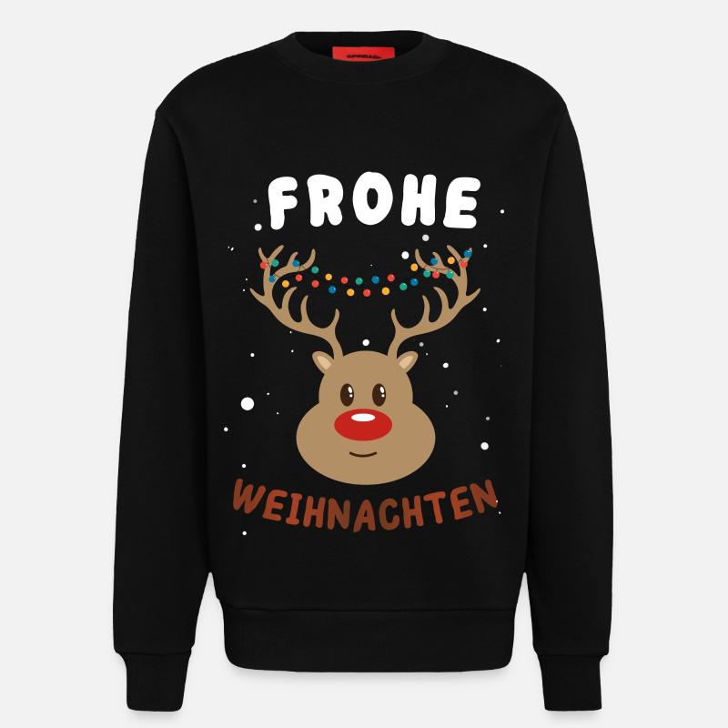 Festlicher Rudolf Rentier Weihnachtspullover - Sweatshirt - made by SPREAD  - SOLID BLACK