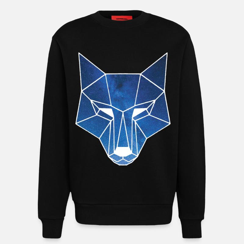 White wolf and starry sky - Sweatshirt - made by SPREAD - SOLID BLACK