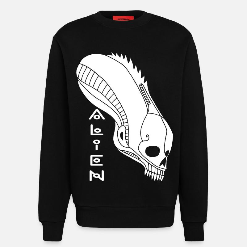 Weißer Alien-Schädel - Sweatshirt - made by SPREAD  - SOLID BLACK