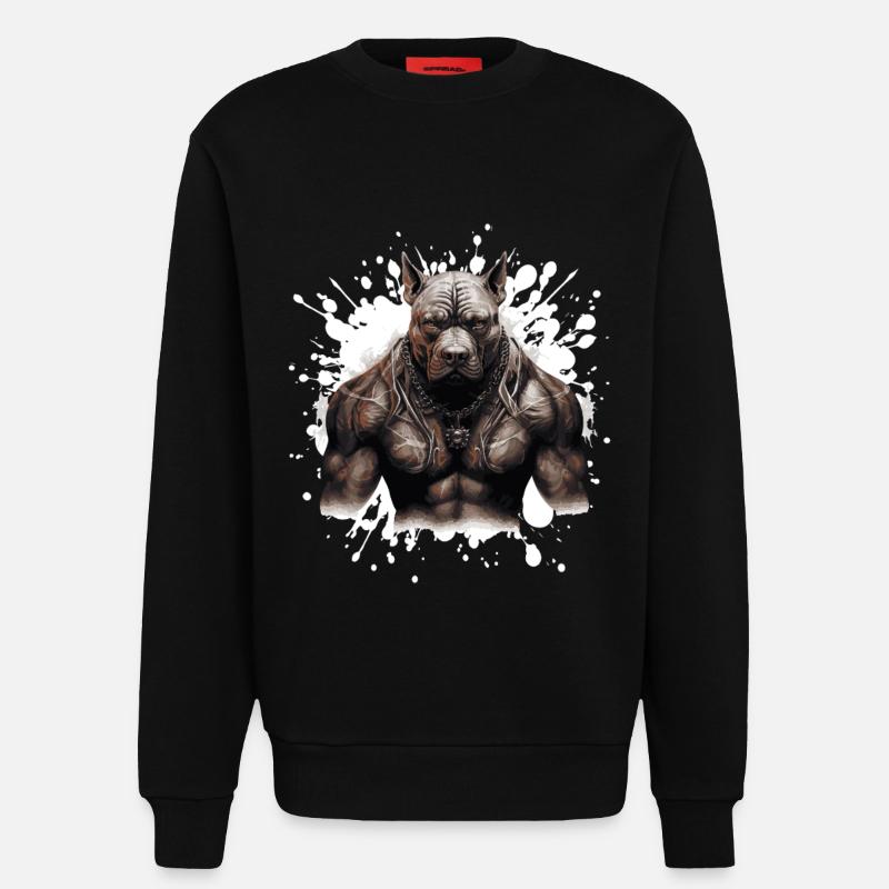 Chien Pit Muscles Musculation Bête - Sweat bio décontracté fabriqué en UE - SOLID BLACK