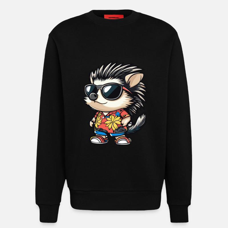 Igel Comic Lustig Sommer - Sweatshirt - made by SPREAD  - SOLID BLACK