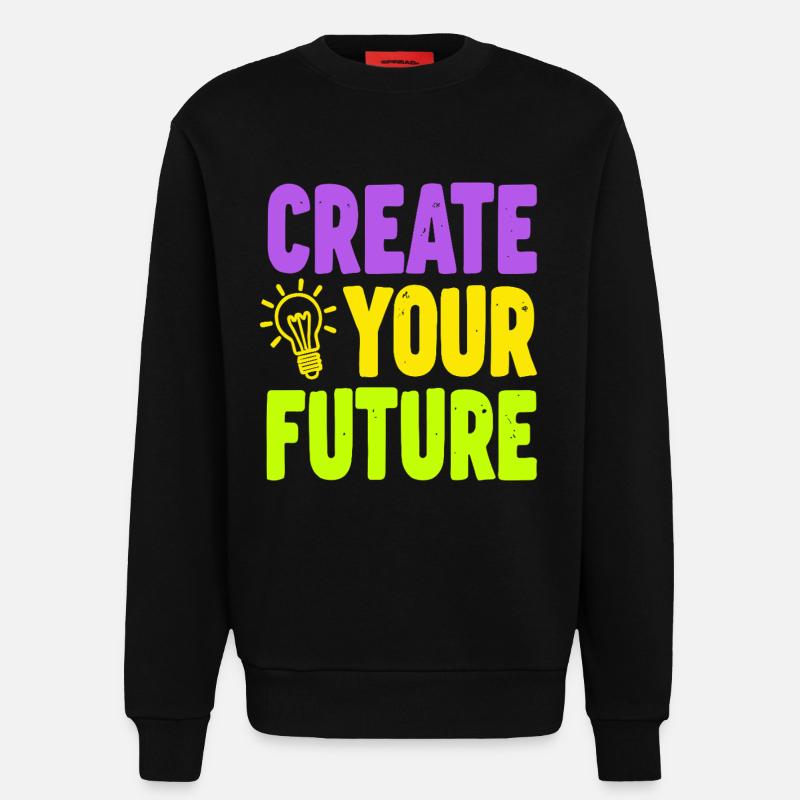 Create Your Future Glühbirne - Sweatshirt - made by SPREAD  - SOLID BLACK
