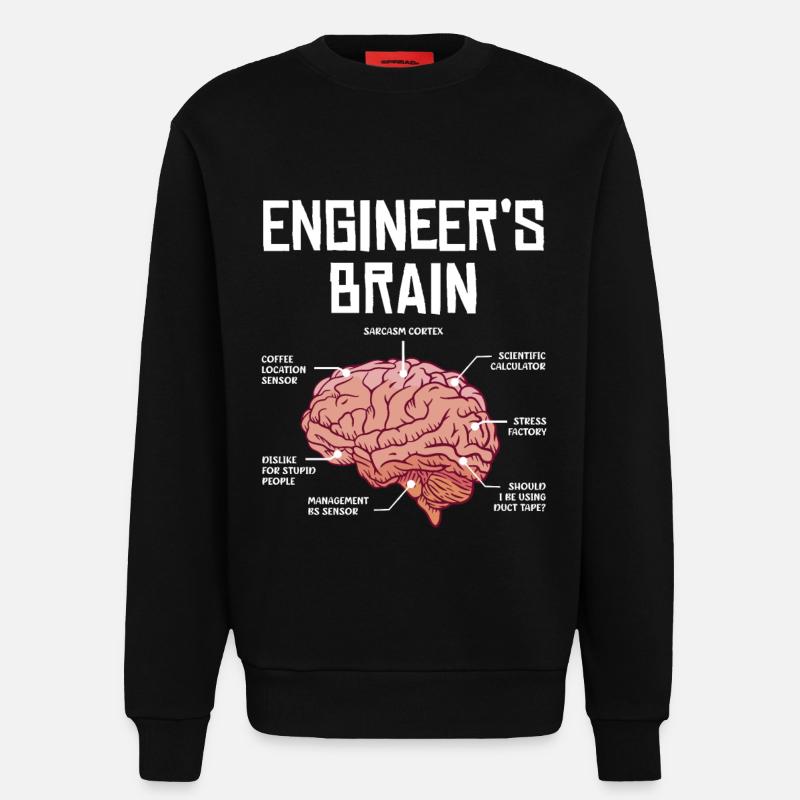 Engineer's Brain Funny Thoughts - Sweatshirt - made by SPREAD  - SOLID BLACK