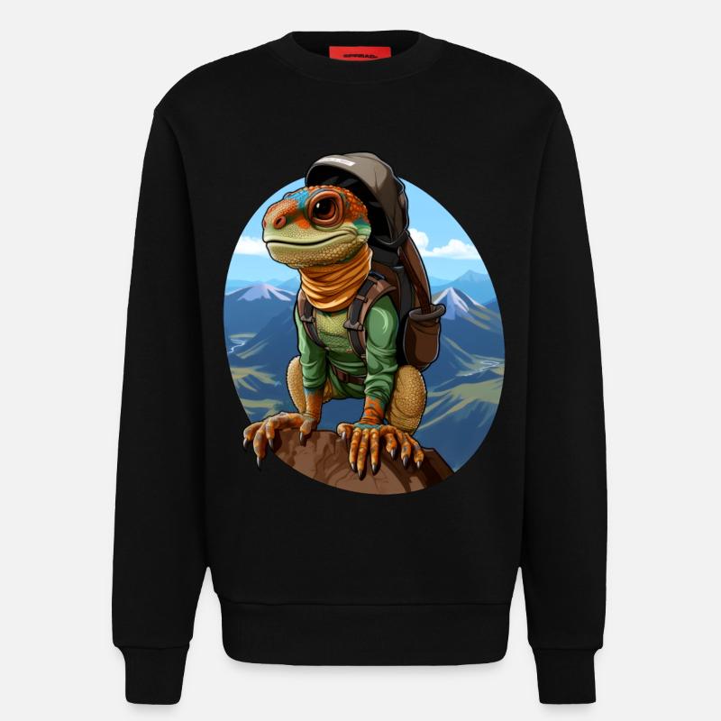 Eidechsen Bergsteiger / Wandern Eidechse - Sweatshirt - made by SPREAD  - SOLID BLACK