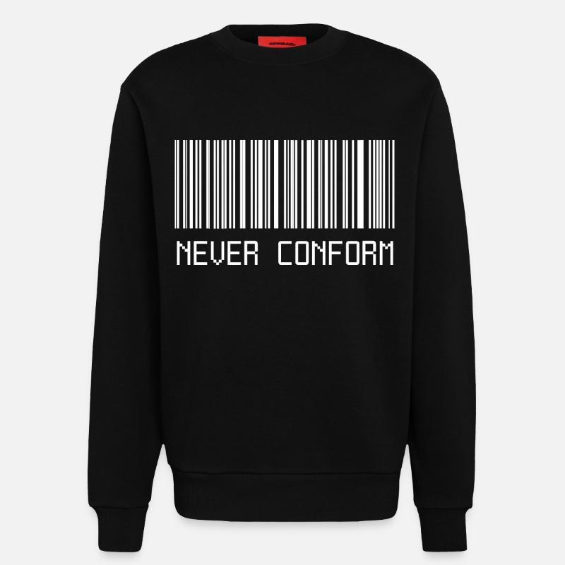 Code-barres jamais conforme - Sweat bio décontracté fabriqué en UE - SOLID BLACK
