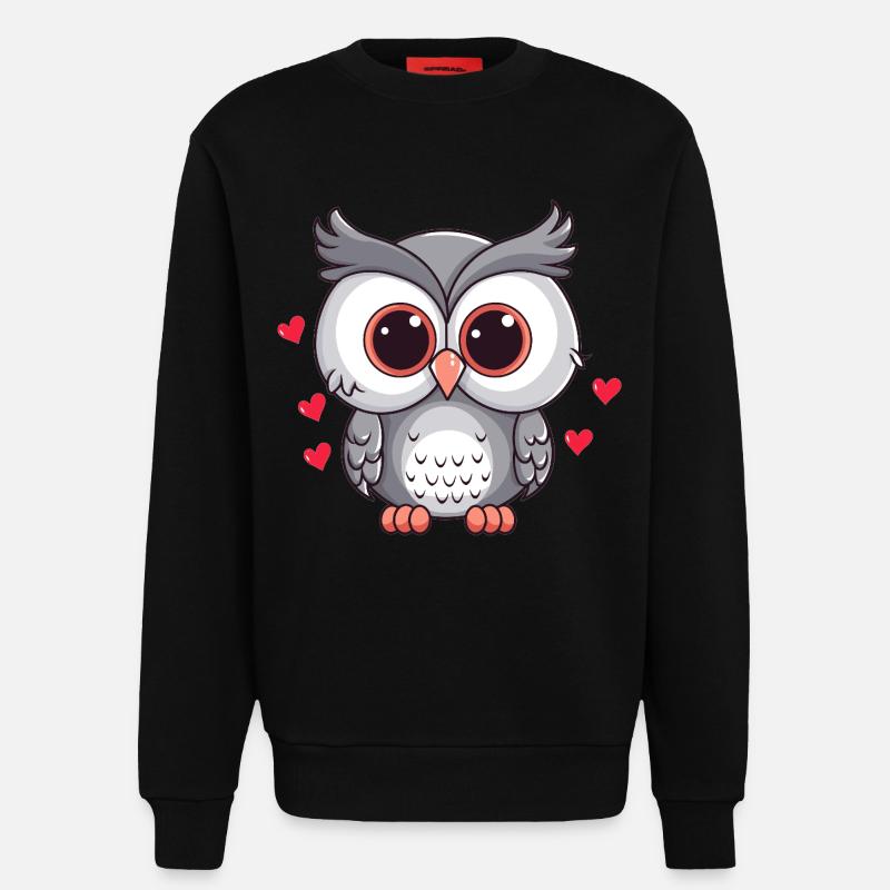 Verliebte Eule mit Herzchen - Sweatshirt - made by SPREAD  - SOLID BLACK