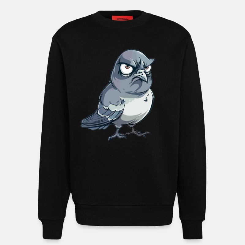 Grumpy Dove Comic Style - Sweatshirt - made by SPREAD  - SOLID BLACK