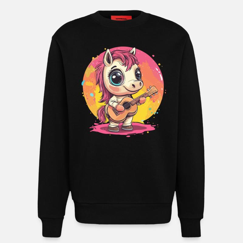 Frange avec guitare - Sweat bio décontracté fabriqué en UE - SOLID BLACK
