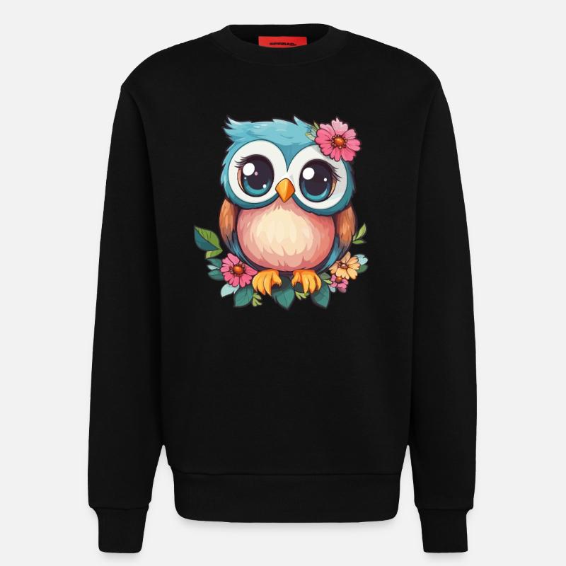 Blümchen Eule mit Charme - Sweatshirt - made by SPREAD  - SOLID BLACK