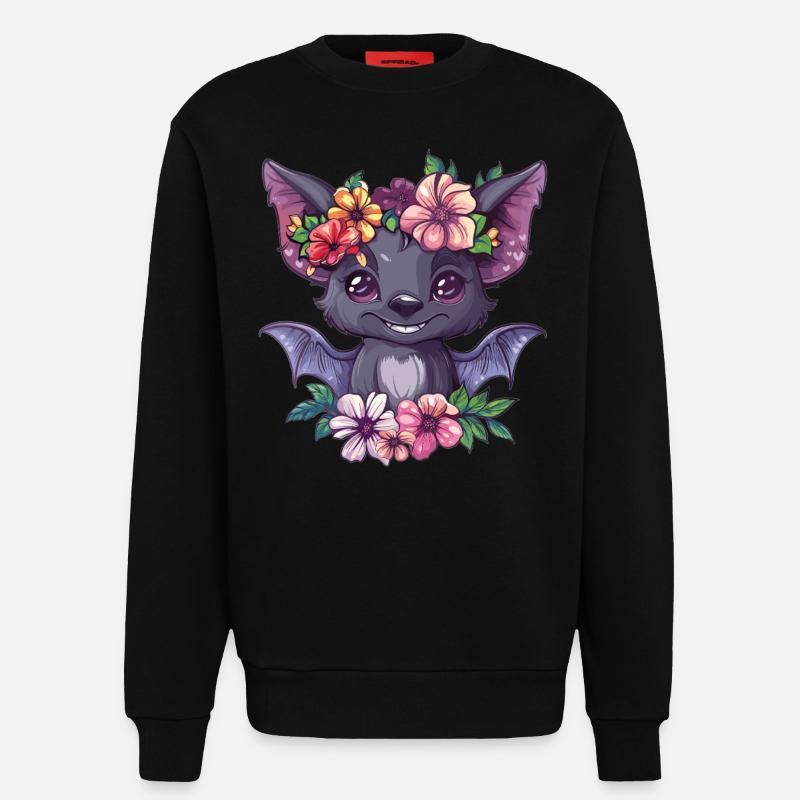 Blumenfledermaus mit Lächeln - Sweatshirt - made by SPREAD  - SOLID BLACK