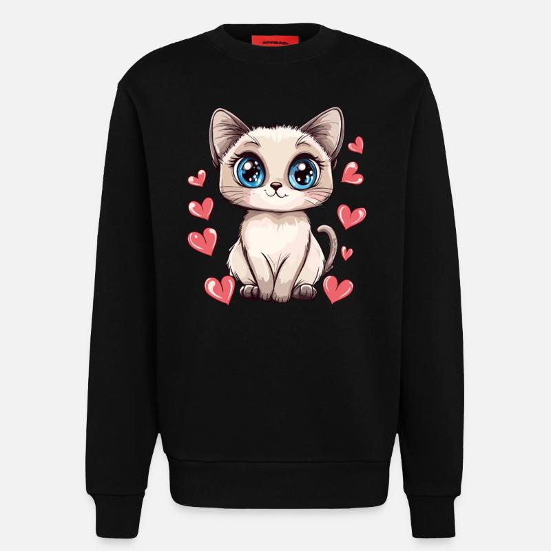 Katze mit Herzchenblick - Sweatshirt - made by SPREAD  - SOLID BLACK