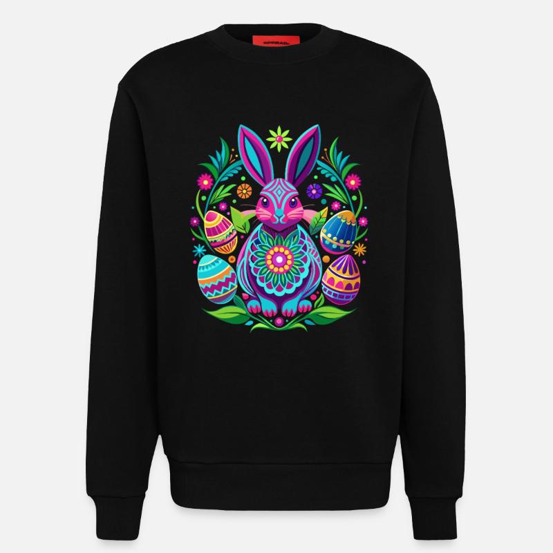 Happy Easter - Osterhase - Osterei - Geschenk - Sweatshirt - made by SPREAD - SOLID BLACK