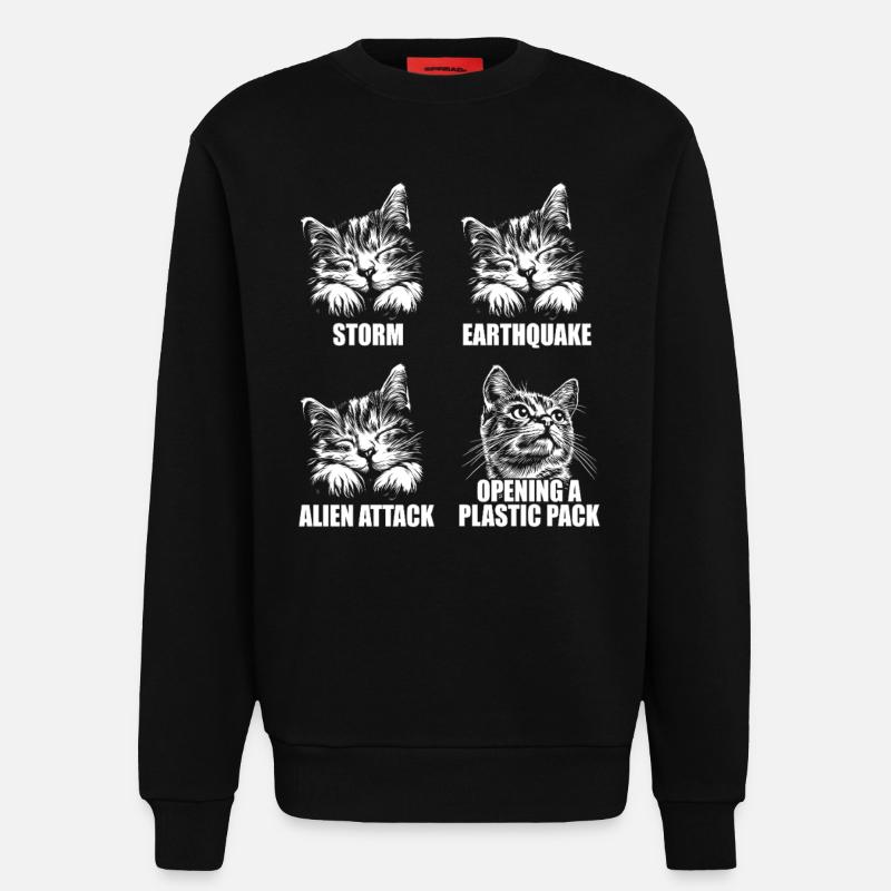 Cat - selective perception - saying - Sweatshirt - made by SPREAD  - SOLID BLACK