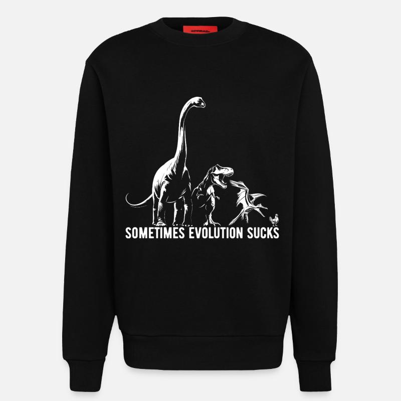 Sometimes Evolution sucks - Dinosaurier - Huhn - Sweatshirt - made by SPREAD  - SOLID BLACK