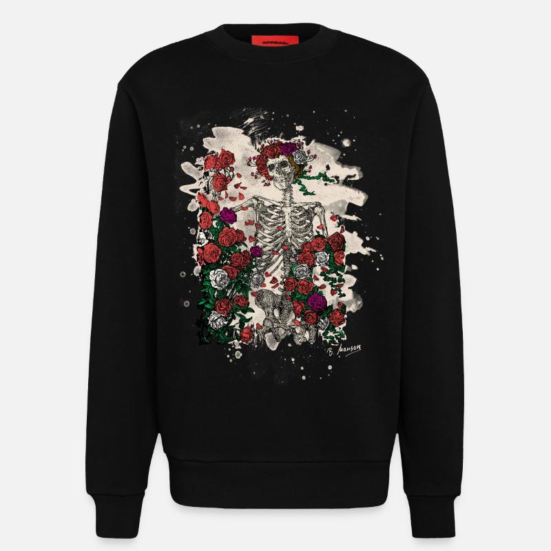 Skeleton & Roses – bleached Version - Sweatshirt - made by SPREAD  - SOLID BLACK