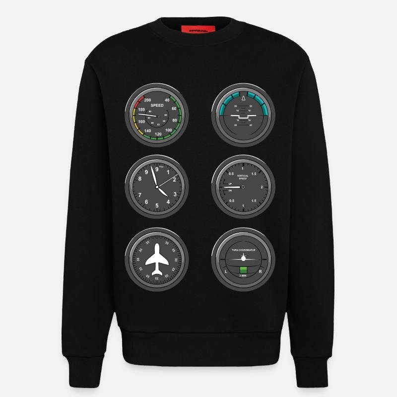 Flugzeug Fluginstrumente - Sweatshirt - made by SPREAD  - SOLID BLACK
