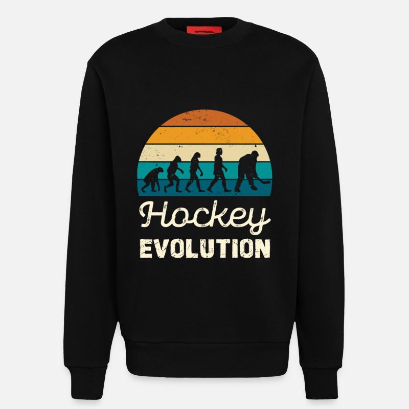 Hockey Evolution Retro Illustration - Sweatshirt - made by SPREAD  - SOLID BLACK