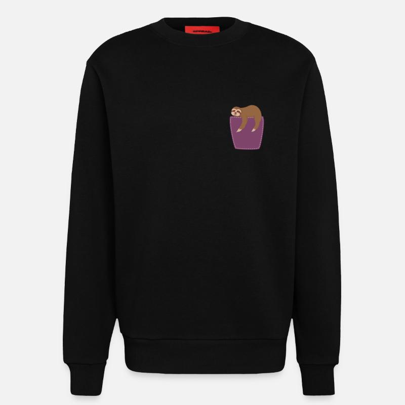 Faultier in der Brusttasche Sloth - Sweatshirt - made by SPREAD  - SOLID BLACK