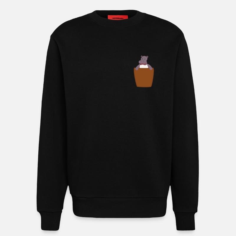 Nilpferd in Brusttasche - Sweatshirt - made by SPREAD - SOLID BLACK