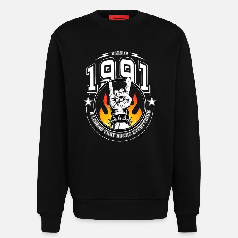 1991 Birthday, rocks everything - Sweatshirt - made by SPREAD - SOLID BLACK