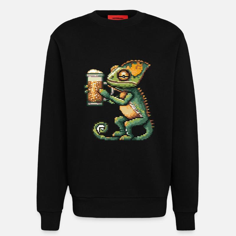 Chameleon Pixel Bier - Sweatshirt - made by SPREAD - SOLID BLACK