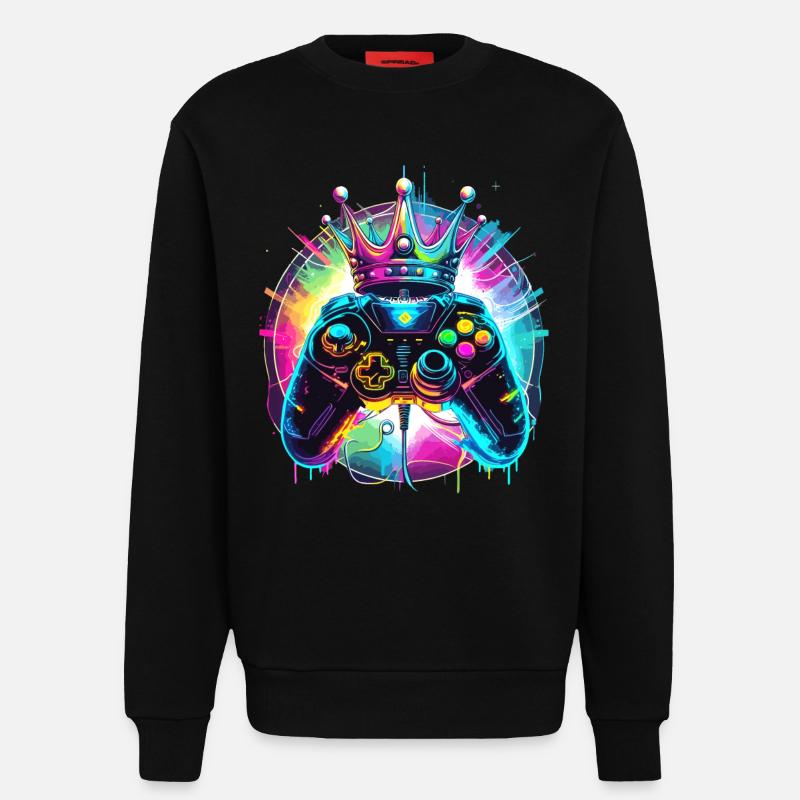Gaming Controller mit Krone - Sweatshirt - made by SPREAD  - SOLID BLACK