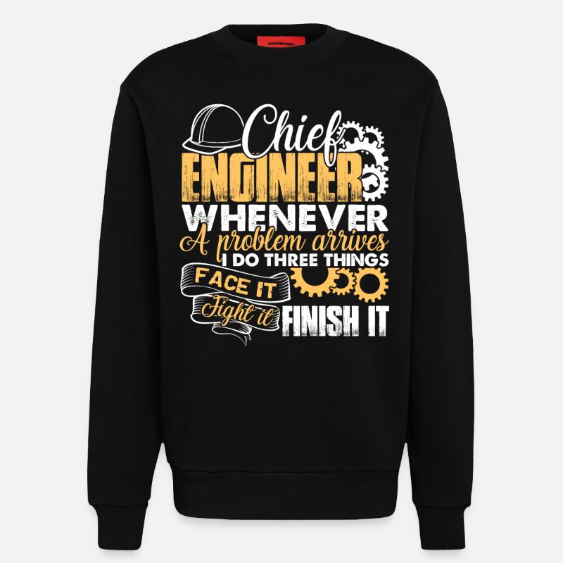 Chief Engineer Solves Problem - Sweatshirt - made by SPREAD  - SOLID BLACK