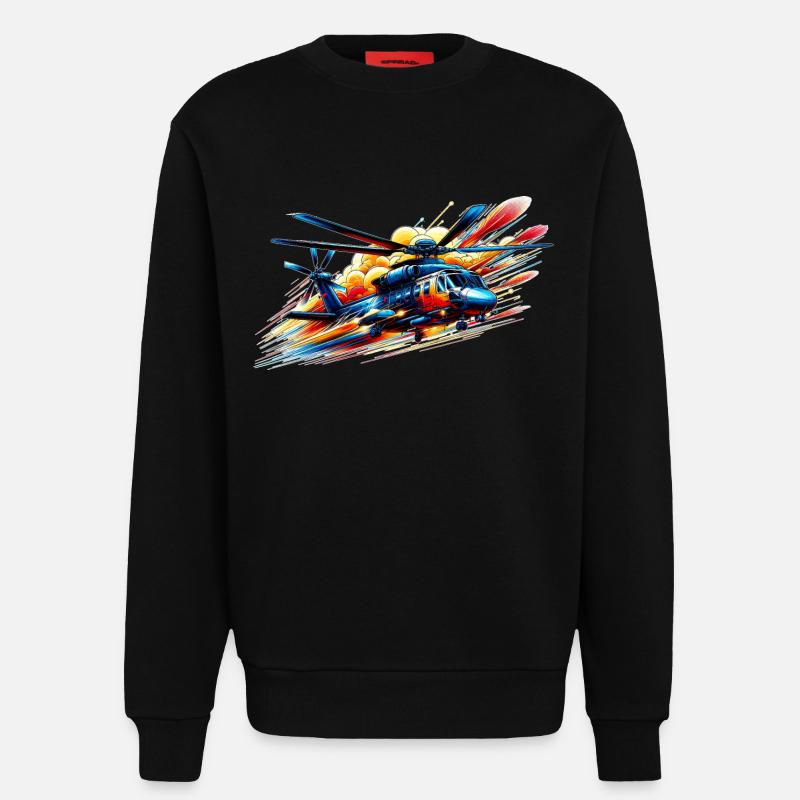 Helicopter - Farbsplash - Sweatshirt - made by SPREAD  - SOLID BLACK