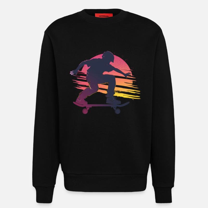 Skateboard Sunset Silhouette - Sweatshirt - made by SPREAD  - SOLID BLACK