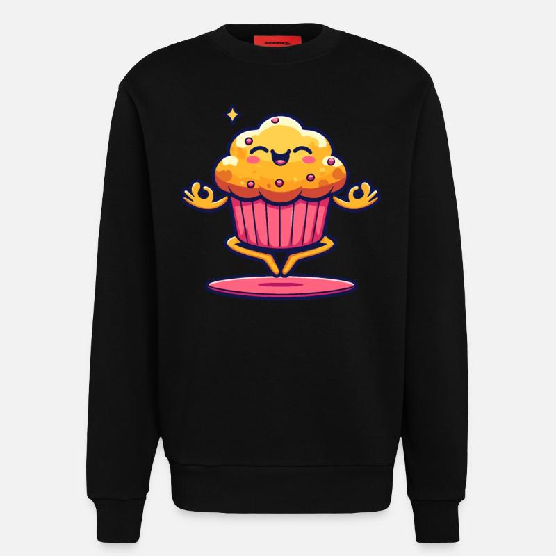 Cute Cupcake with Smiley Face - Sweatshirt - made by SPREAD  - SOLID BLACK